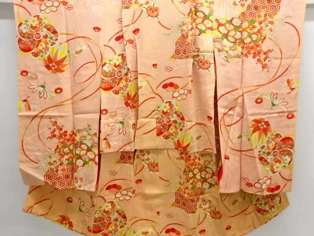 アンティーク　捻花に毬模様着物